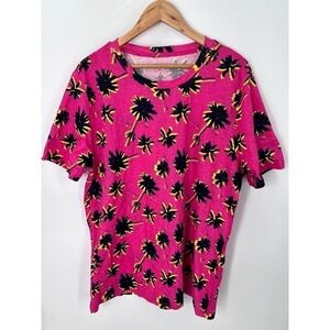 City Streets Pink Palm Tree Graphic Tee T-Shirt Short Sleeves For Men's Size XL